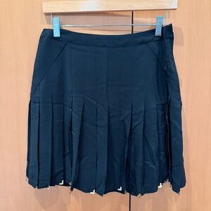 Rare Versace x H&M Pleated Silk Mini Skirt Gold Tipped Hem Size 6